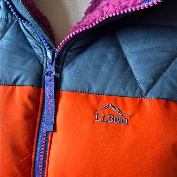 NWT L.L. Bean Fleece Lined Water Repellent DownTek Colorful Puffer Coat Jacket - Picture 2 of 10